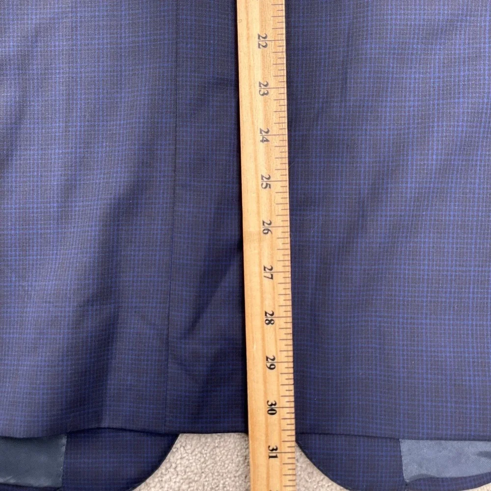 Alberto Zimni Blazer Mens 46R Blue Check REDA Super 150s Wool Italy‎ Suit Jacket